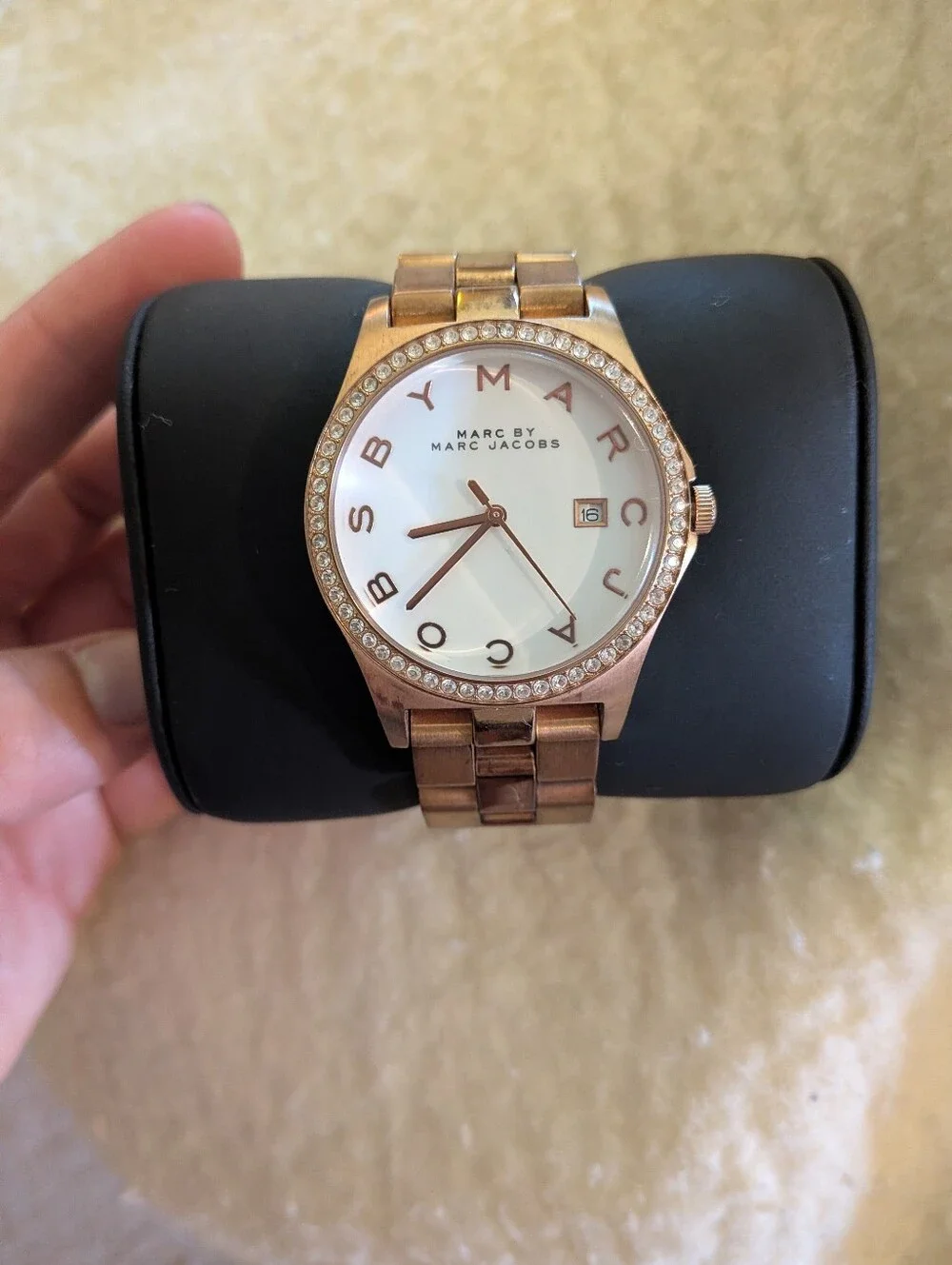 MARC JACOBS HENRY ROSE GOLD TONE,CRYSTALS,S/STEEL BRACELET WATCH MBM3079